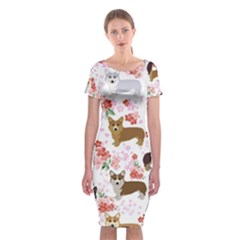 Corgis Corgi Pattern Classic Short Sleeve Midi Dress