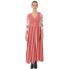 Diamond Red Red White Stripe Skinny Button Up Boho Maxi Dress by thomaslake