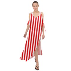 Diamond Red Red White Stripe Skinny Maxi Chiffon Cover Up Dress