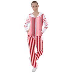 Diamond Red Red White Stripe Skinny Women s Tracksuit