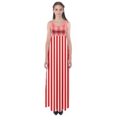 Diamond Red Red White Stripe Skinny Empire Waist Maxi Dress by thomaslake