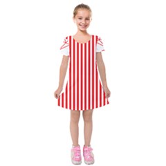 Diamond Red Red White Stripe Skinny Kids  Short Sleeve Velvet Dress by thomaslake