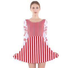 Diamond Red Red White Stripe Skinny Long Sleeve Velvet Skater Dress