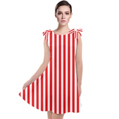 Diamond Red Red White Stripe Skinny Tie Up Tunic Dress by thomaslake