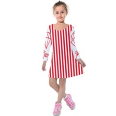 Diamond Red Red White Stripe Skinny Kids  Long Sleeve Velvet Dress by thomaslake