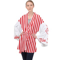 Diamond Red Red White Stripe Skinny Velvet Kimono Robe
