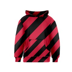 Red Black Stripes Kids  Pullover Hoodie by thomaslake