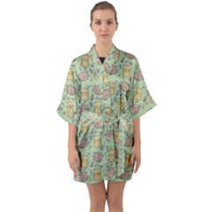 Hamster Pattern Quarter Sleeve Kimono Robe by Sapixe