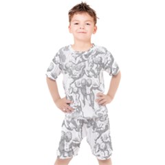 Angel Line Art Religion Angelic Kids  Tee And Shorts Set