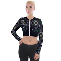 Fractal Fractal Art Texture Long Sleeve Cropped Velvet Jacket