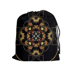 Fractal Stained Glass Ornate Drawstring Pouch (XL)