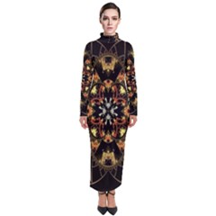 Fractal Stained Glass Ornate Turtleneck Maxi Dress