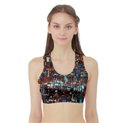 Stained Glass Mosaic Abstract Sports Bra With Border