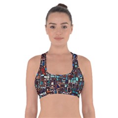 Stained Glass Mosaic Abstract Cross Back Sports Bra