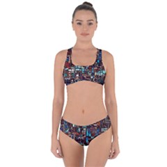 Stained Glass Mosaic Abstract Criss Cross Bikini Set