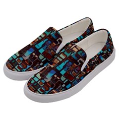 Stained Glass Mosaic Abstract Men s Canvas Slip Ons