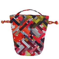 Maze Mazes Fabric Fabrics Color Drawstring Bucket Bag by Sapixe