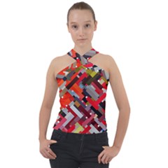 Maze Mazes Fabric Fabrics Color Cross Neck Velour Top by Sapixe