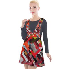 Maze Mazes Fabric Fabrics Color Plunge Pinafore Velour Dress