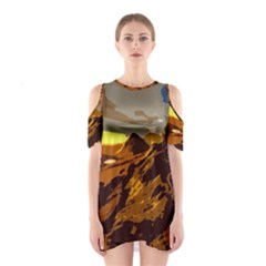 Scotland Monti Mountains Mountain Shoulder Cutout One Piece Dress by Sapixe