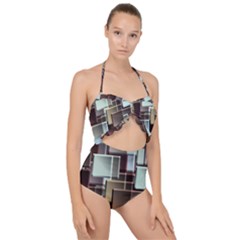 Texture Artwork Mural Murals Art Scallop Top Cut Out Swimsuit by Sapixe