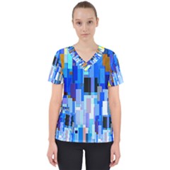 Color Colors Abstract Colorful Women s V-neck Scrub Top