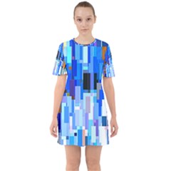 Color Colors Abstract Colorful Sixties Short Sleeve Mini Dress