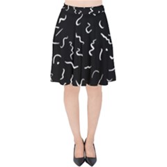 Scribbles Lines Drawing Picture Velvet High Waist Skirt