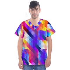 Abstract Background Colorful Pattern Men s V-Neck Scrub Top