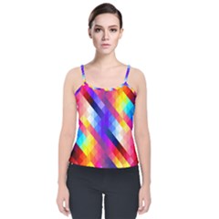 Abstract Background Colorful Pattern Velvet Spaghetti Strap Top