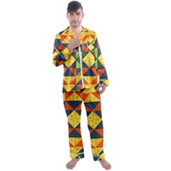 Background Geometric Color Men s Satin Pajamas Long Pants Set