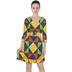 Background Geometric Color Ruffle Dress