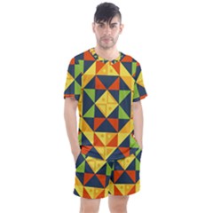 Background Geometric Color Men s Mesh Tee And Shorts Set