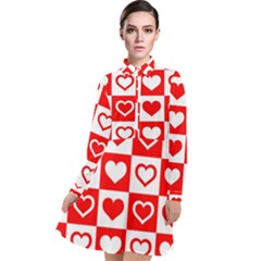 Background Card Checker Chequered Long Sleeve Chiffon Shirt Dress by Sapixe