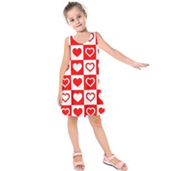 Background Card Checker Chequered Kids  Sleeveless Dress