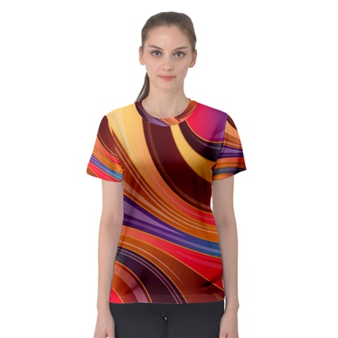 Abstract Colorful Background Wavy Women s Sport Mesh Tee by Sapixe