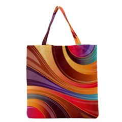 Abstract Colorful Background Wavy Grocery Tote Bag by Sapixe