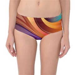 Abstract Colorful Background Wavy Mid-waist Bikini Bottoms