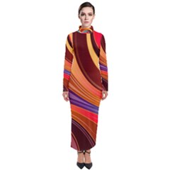 Abstract Colorful Background Wavy Turtleneck Maxi Dress