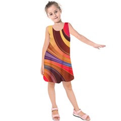 Abstract Colorful Background Wavy Kids  Sleeveless Dress by Sapixe