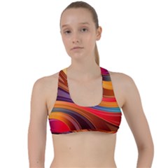 Abstract Colorful Background Wavy Criss Cross Racerback Sports Bra by Sapixe