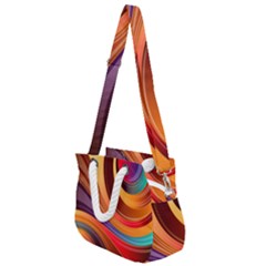 Abstract Colorful Background Wavy Rope Handles Shoulder Strap Bag by Sapixe