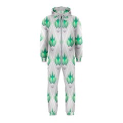 Plant Pattern Green Leaf Flora Hooded Jumpsuit (kids) by Sapixe