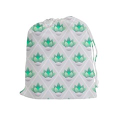 Plant Pattern Green Leaf Flora Drawstring Pouch (xl) by Sapixe