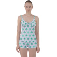 Plant Pattern Green Leaf Flora Tie Front Two Piece Tankini by Sapixe