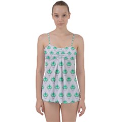 Plant Pattern Green Leaf Flora Babydoll Tankini Set