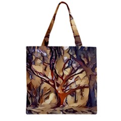 Tree Forest Woods Nature Landscape Zipper Grocery Tote Bag by Sapixe