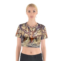 Tree Forest Woods Nature Landscape Cotton Crop Top by Sapixe