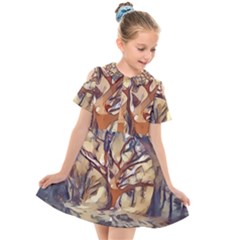 Tree Forest Woods Nature Landscape Kids  Short Sleeve Shirt Dress