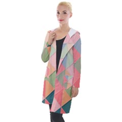 Background Geometric Triangle Hooded Pocket Cardigan